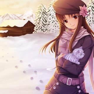 Anime girl snow wallpaper