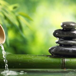Bamboo water fountain wallpaper
