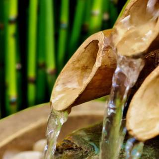 Bamboo water fountain wallpaper