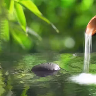 Bamboo water fountain wallpaper