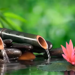 Bamboo water fountain wallpaper