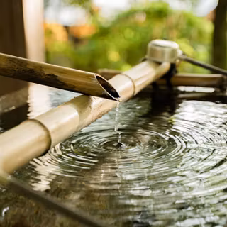 Bamboo water fountain wallpaper