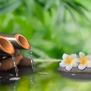 Bamboo water fountain wallpaper