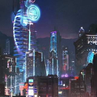 Cyber city iPhone wallpaper
