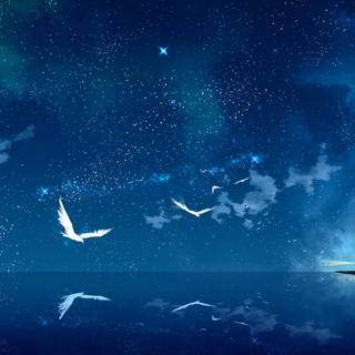 Calming anime water wallpaper