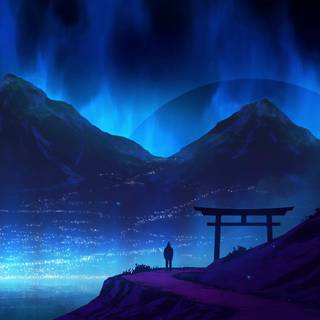 Torii on road desktop wallpaper