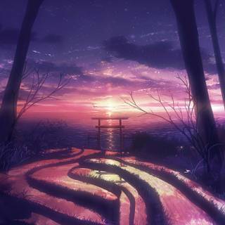 Torii on road desktop wallpaper