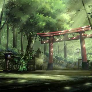 Torii on road desktop wallpaper