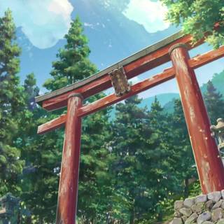 Torii on road desktop wallpaper