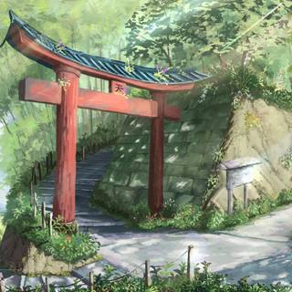 Torii on road desktop wallpaper