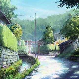 Torii on road desktop wallpaper