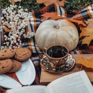 Tea books autumn wallpaper