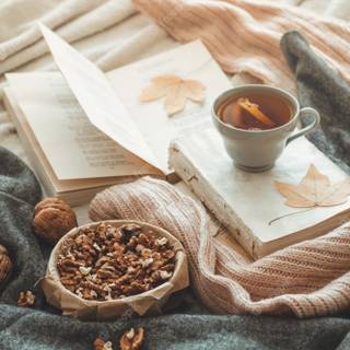 Tea books autumn wallpaper