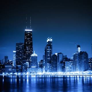 Night city skyline wallpaper