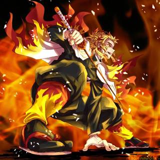 Rengoku drip wallpaper