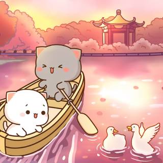 Kawaii cats autumn wallpaper