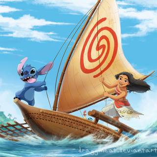 Moana and Stitch wallpaper