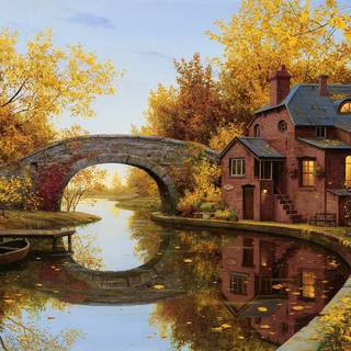 Fall house wallpaper