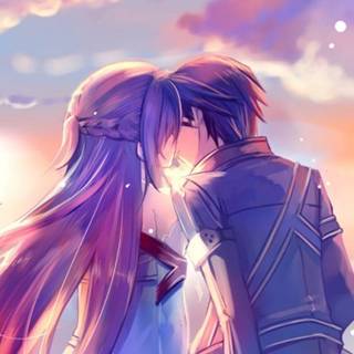 Purple aesthetic iPhone couples wallpaper