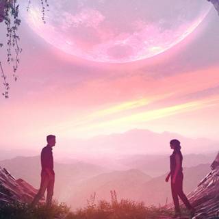 Purple aesthetic iPhone couples wallpaper