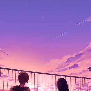 Purple aesthetic iPhone couples wallpaper