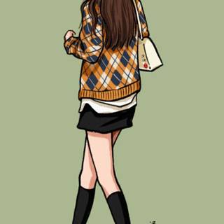 Cute drawing girl wallpaper