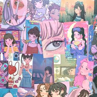 Girl anime collage wallpaper