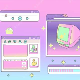 Purple aesthetic retro desktop wallpaper