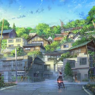 Anime village 4k wallpaper