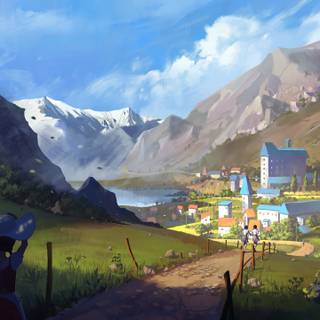 Anime village 4k wallpaper