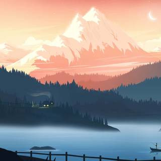 Winter minimalist landscape wallpaper