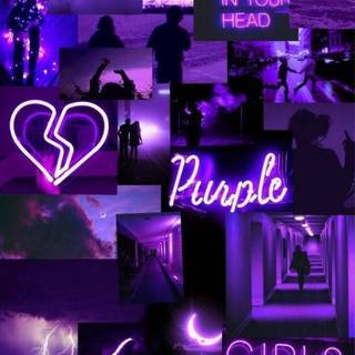Neon purple collage wallpaper