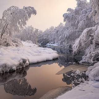 Snow river wallpaper
