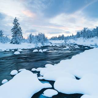 Snow river wallpaper
