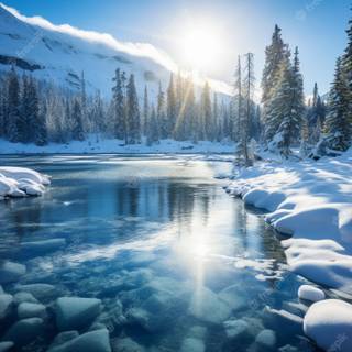 Snow river wallpaper