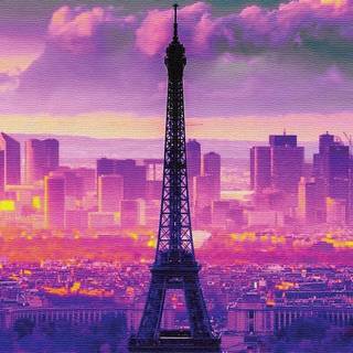 Purple Paris wallpaper