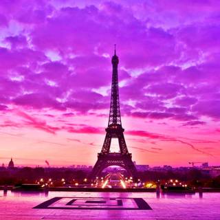 Purple Paris wallpaper