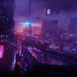 Purple Paris wallpaper