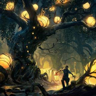 Fairytale forest wallpaper