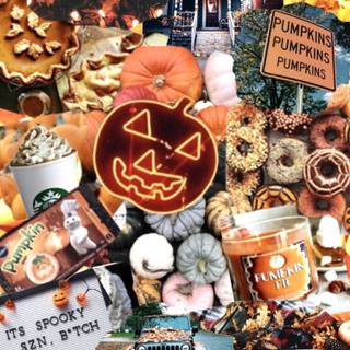Autumn Halloween collage wallpaper