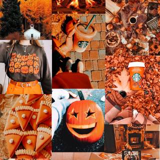 Autumn Halloween collage wallpaper