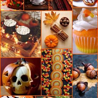 Autumn Halloween collage wallpaper