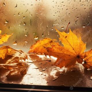 Rainy autumn day wallpaper