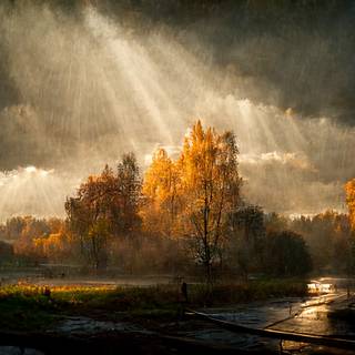 Rainy autumn day wallpaper