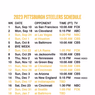 2023 Steelers schedule wallpaper