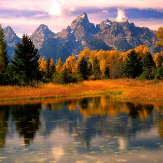 Autumn mountain sunset wallpaper