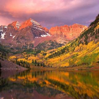 Autumn mountain sunset wallpaper