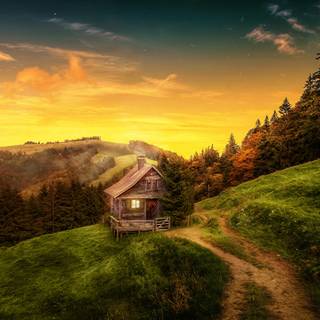 Autumn mountain sunset wallpaper