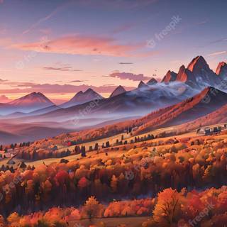 Autumn mountain sunset wallpaper