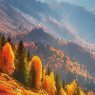 Autumn mountain sunset wallpaper